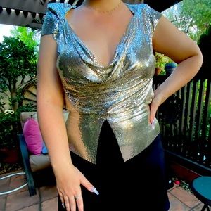 NWT Anthony Ferrara for Whiting and Davis 1980s Silver Mesh Chainemaile Disco